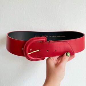 Vintage 1980's Axiom Lipstick Red Genuine Leather Wide Waist Belt size Medium
